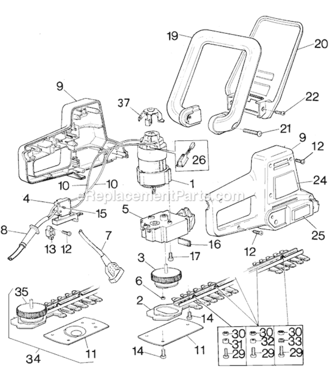 Page A Diagram and Parts List for HT124 Type H3 Black and Decker Hedge Trimmer
